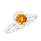 Rosec Jewels-Certified Natural Citrine Designer Flower Engagement Ring with Diamond