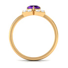 Real Amethyst Flower Engagement Ring with Diamond AAA - Rosec Jewels