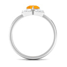 Round Fire Opal Flower Engagement Ring with Diamond AAA - Rosec Jewels