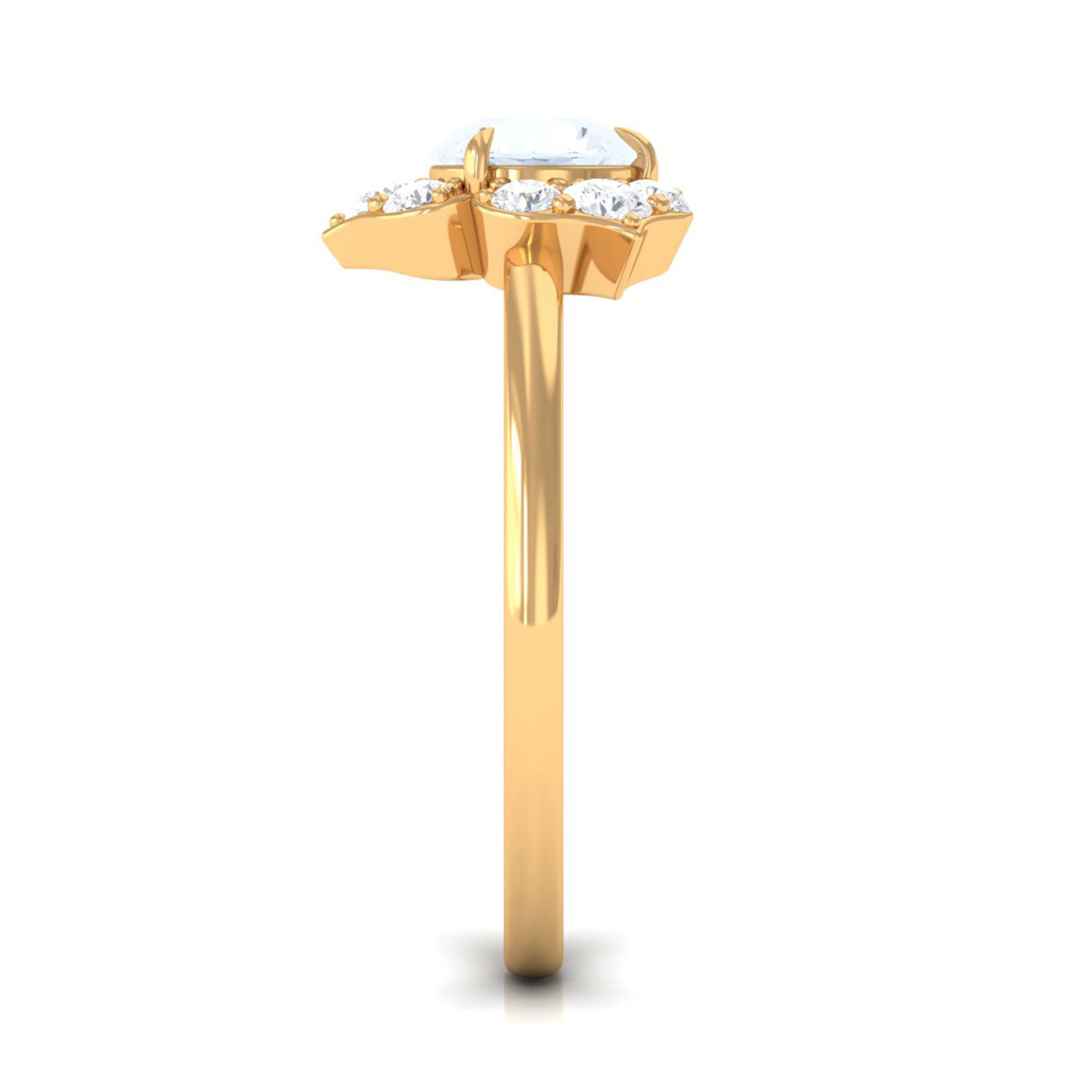 1.25 CT Moonstone and Diamond Floral Engagement Ring AAA - Rosec Jewels