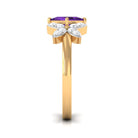 Princess Cut Amethyst Floral Engagement Ring with Diamond AAA - Rosec Jewels