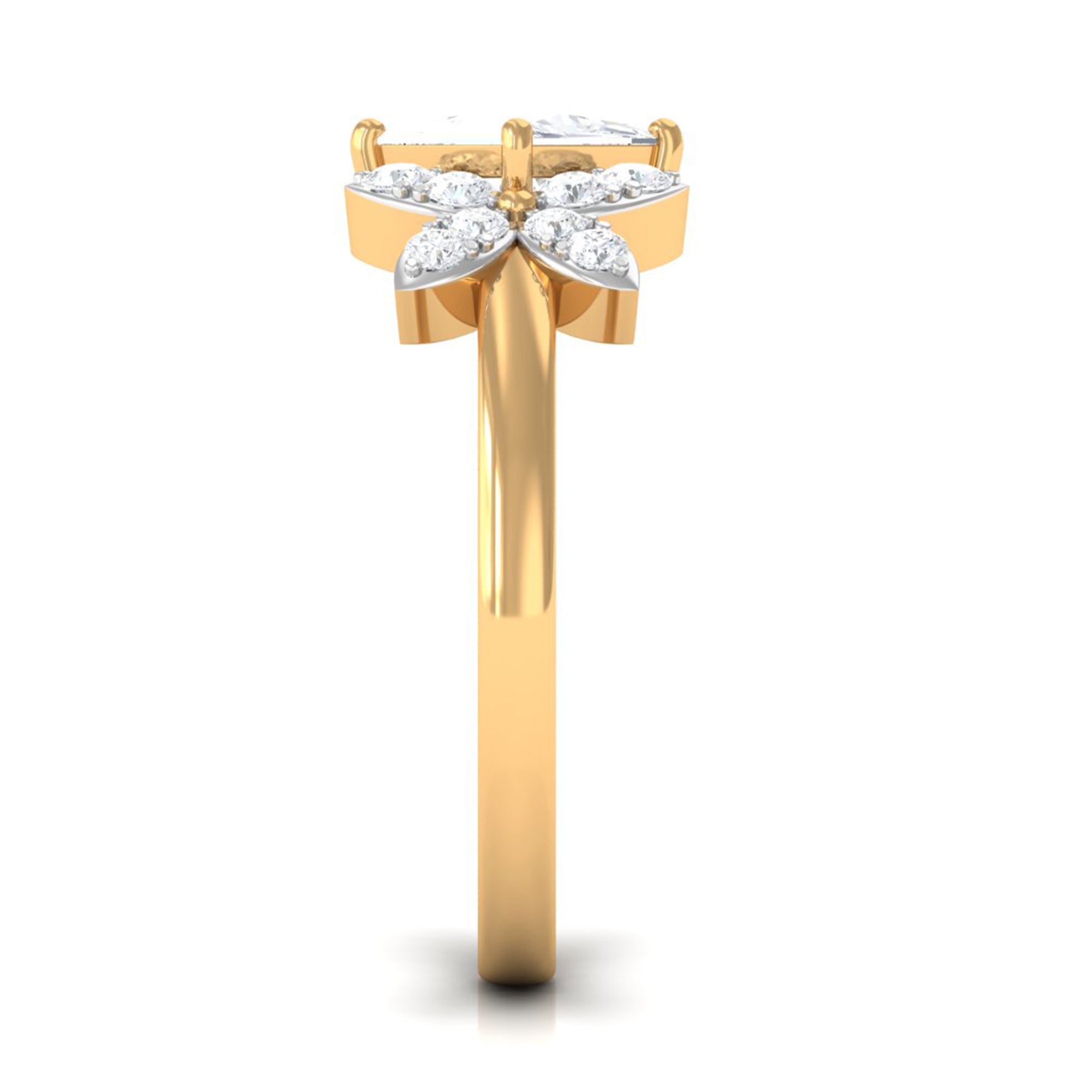 Zircon Floral Inspired Engagement Ring AAAA - Rosec Jewels