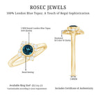 Rosec Jewels-London Blue Topaz Bezel Engagement Ring with Diamond Halo