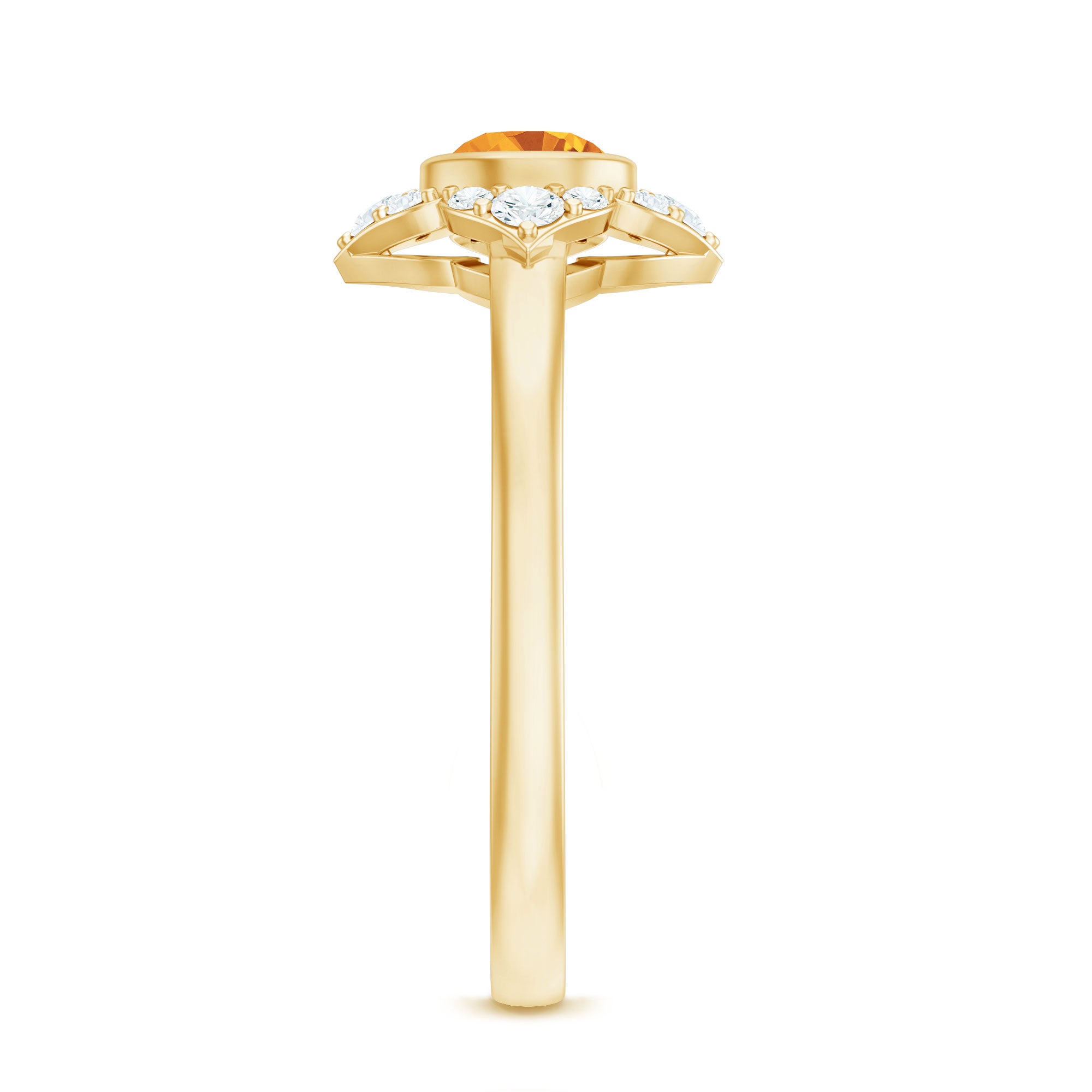 Natural Citrine Diamond Flower Engagement Ring with Certificate AAA - Rosec Jewels