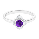 3/4 CT Bezel Set Amethyst Flower Engagement Ring with Diamond AAA - Rosec Jewels