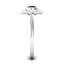 3/4 CT Bezel Set Amethyst Flower Engagement Ring with Diamond AAA - Rosec Jewels