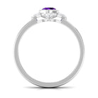 3/4 CT Bezel Set Amethyst Flower Engagement Ring with Diamond AAA - Rosec Jewels