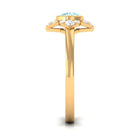 Bezel Set Aquamarine and Diamond Flower Engagement Ring with Certificate AAA - Rosec Jewels