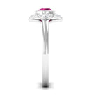 Pink Tourmaline Floral Engagement Ring with Diamond Halo AAA - Rosec Jewels