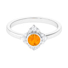 Bezel Set Orange Fire Opal Flower Engagement Ring with Diamond AAA - Rosec Jewels