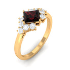 Real 6mm Garnet Princess Cut Engagement Ring with Diamond AAA - Rosec Jewels