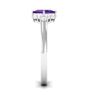 Natural 1.2 Carat Amethyst Princess Cut Engagement Ring with Diamond AAA - Rosec Jewels