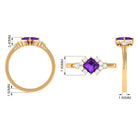 Natural 1.2 Carat Amethyst Princess Cut Engagement Ring with Diamond AAA - Rosec Jewels
