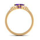 Natural 1.2 Carat Amethyst Princess Cut Engagement Ring with Diamond AAA - Rosec Jewels