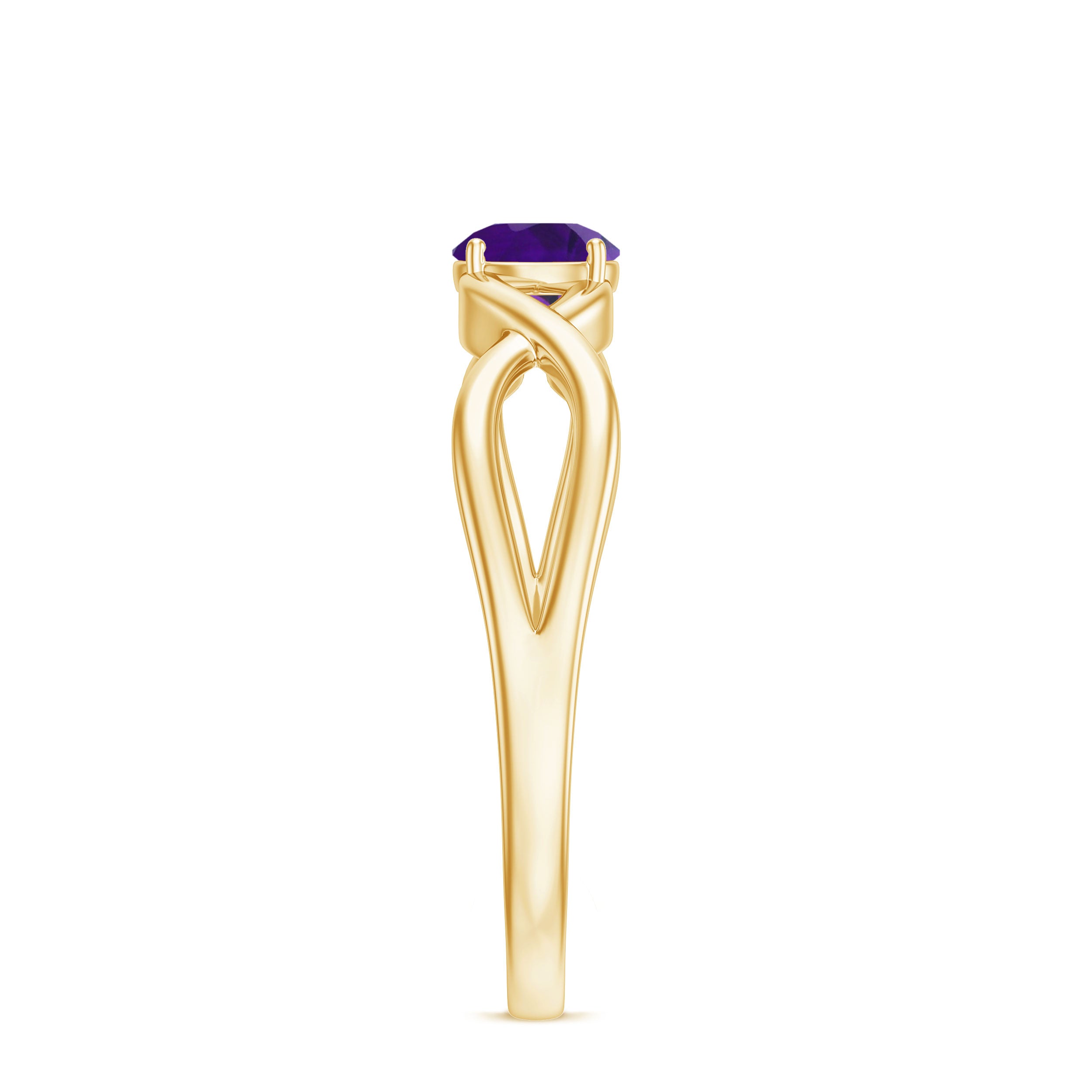 Solitaire Amethyst Crossover Engagement Ring AAA - Rosec Jewels