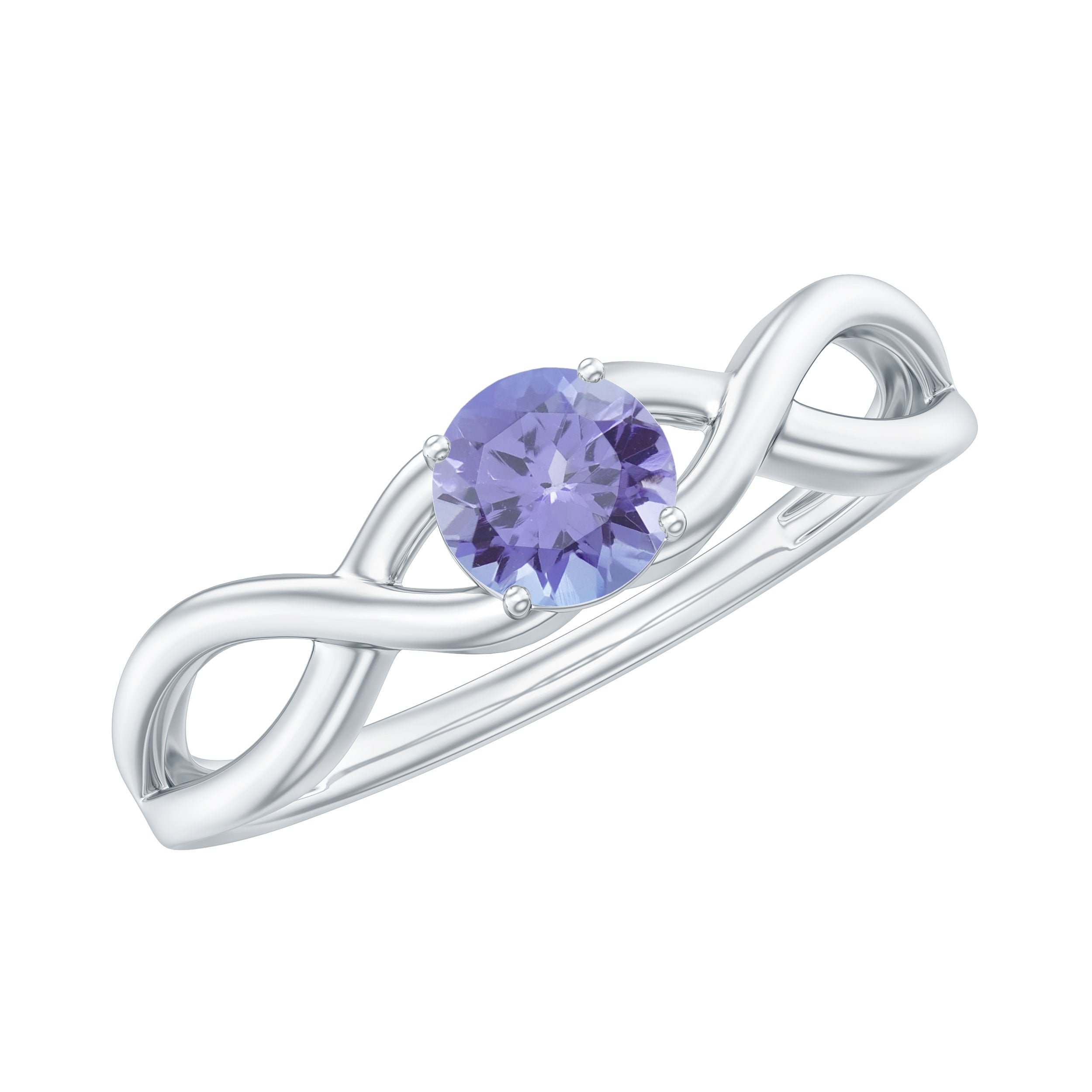 Rosec Jewels-Genuine Tanzanite Promise Ring with Crossover Shank