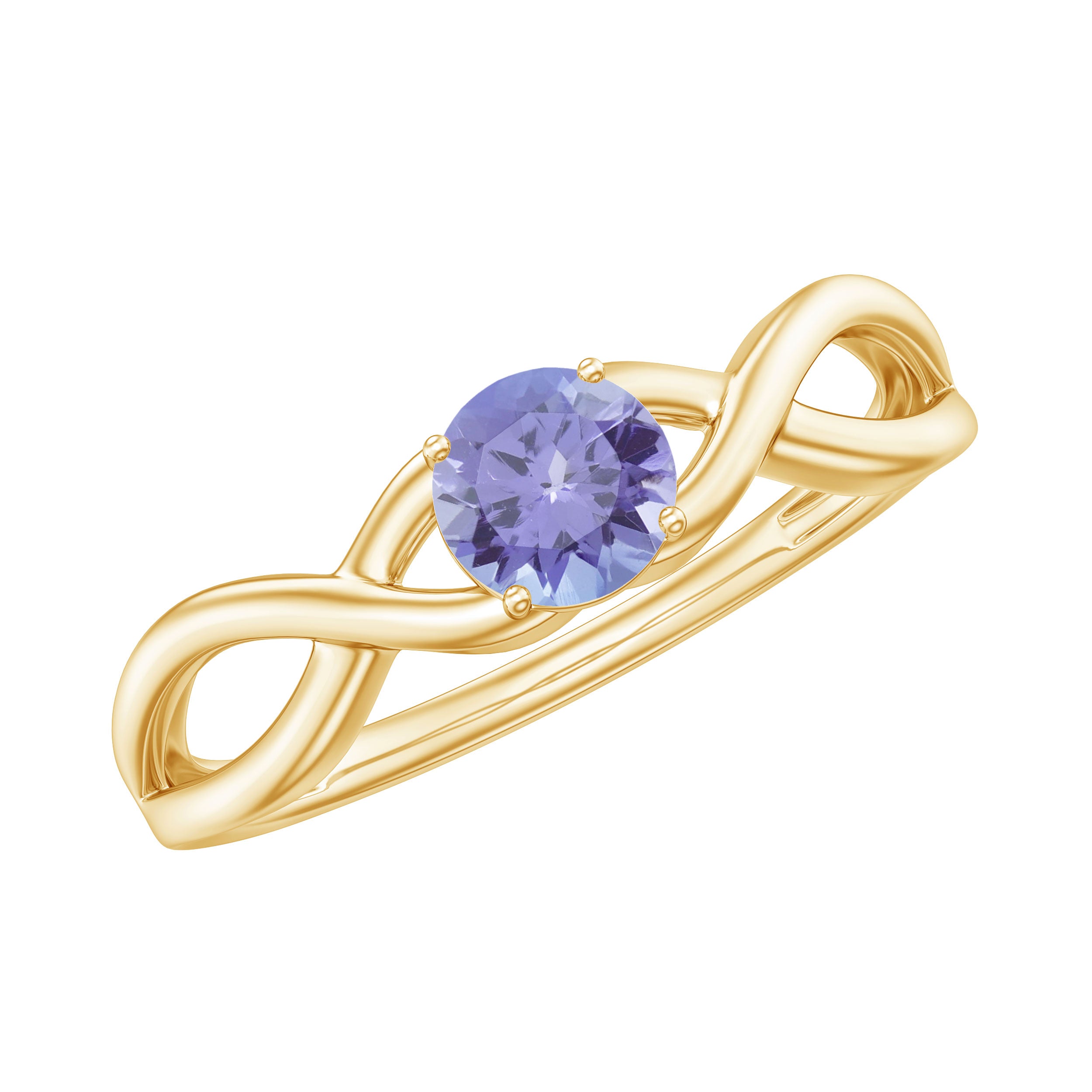 Rosec Jewels-Genuine Tanzanite Promise Ring with Crossover Shank