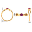 1/4 CT Real Pink Tourmaline Solitaire Ring with Crossover Shank AAA - Rosec Jewels