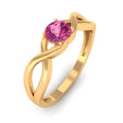 1/4 CT Real Pink Tourmaline Solitaire Ring with Crossover Shank AAA - Rosec Jewels