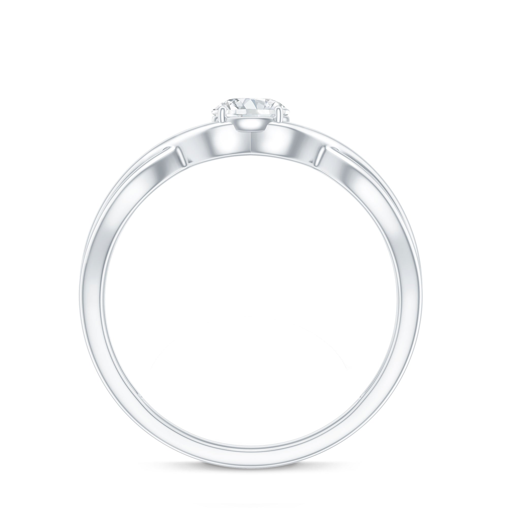 Round Moissanite Solitaire Promise Ring with Infinity Band D-VS1 - Rosec Jewels