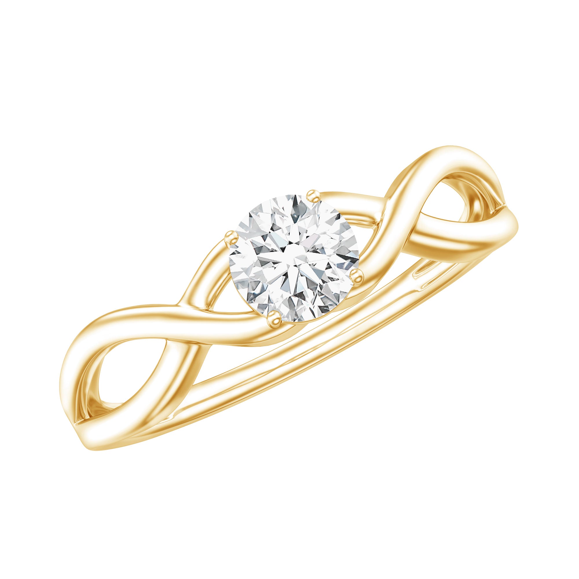 Round Moissanite Solitaire Promise Ring with Infinity Band D-VS1 - Rosec Jewels