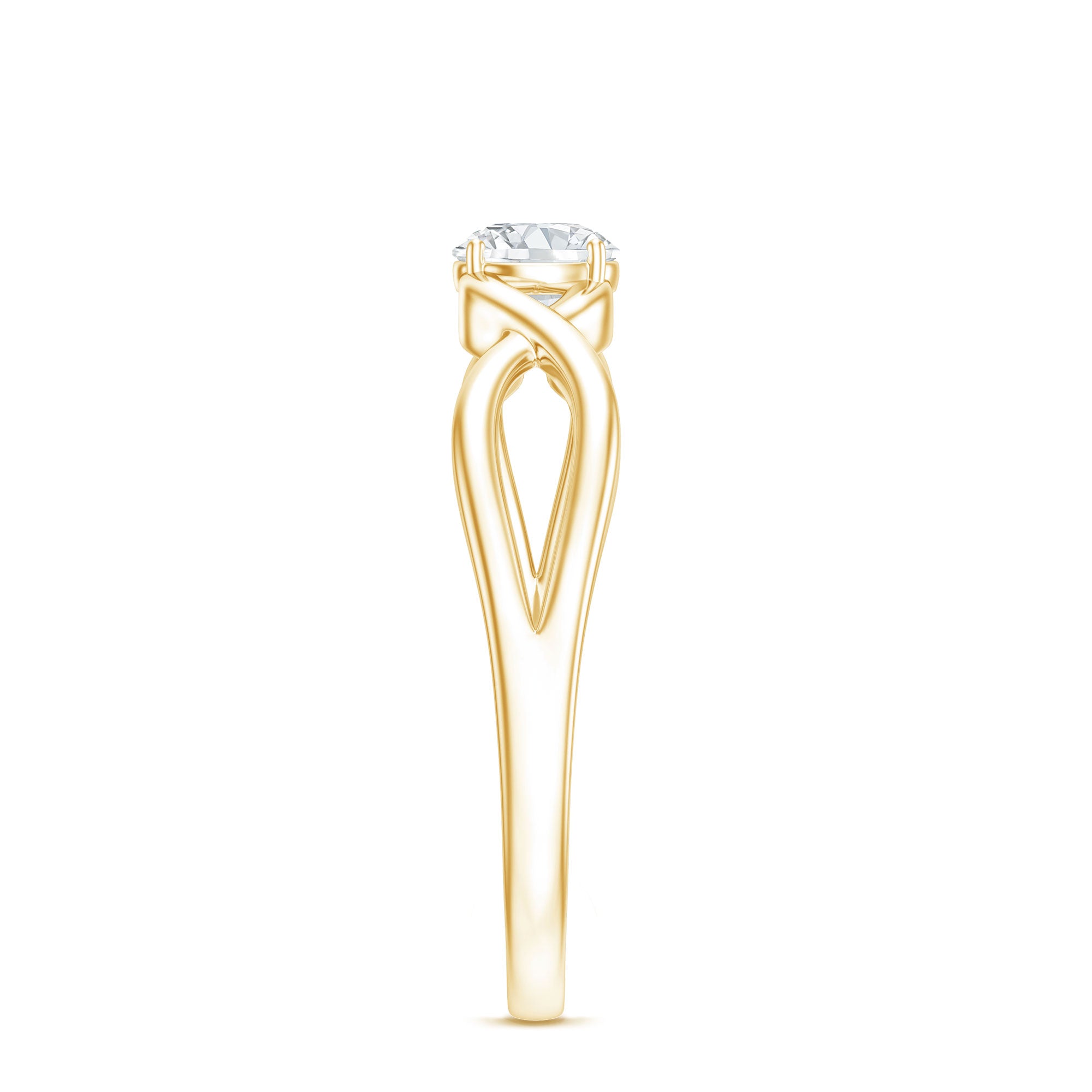 Round Moissanite Solitaire Promise Ring with Infinity Band D-VS1 - Rosec Jewels