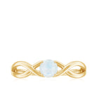 Round Moonstone Solitaire Promise Ring in Crossover Shank AAA - Rosec Jewels