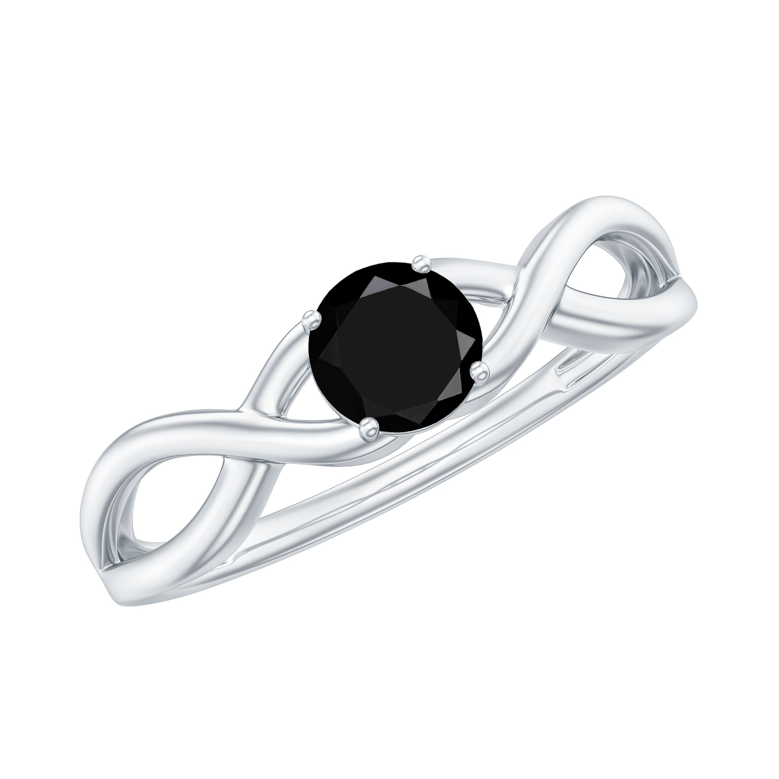 Rosec Jewels-Natural Black Spinel Proposal Ring with Crossover Shank