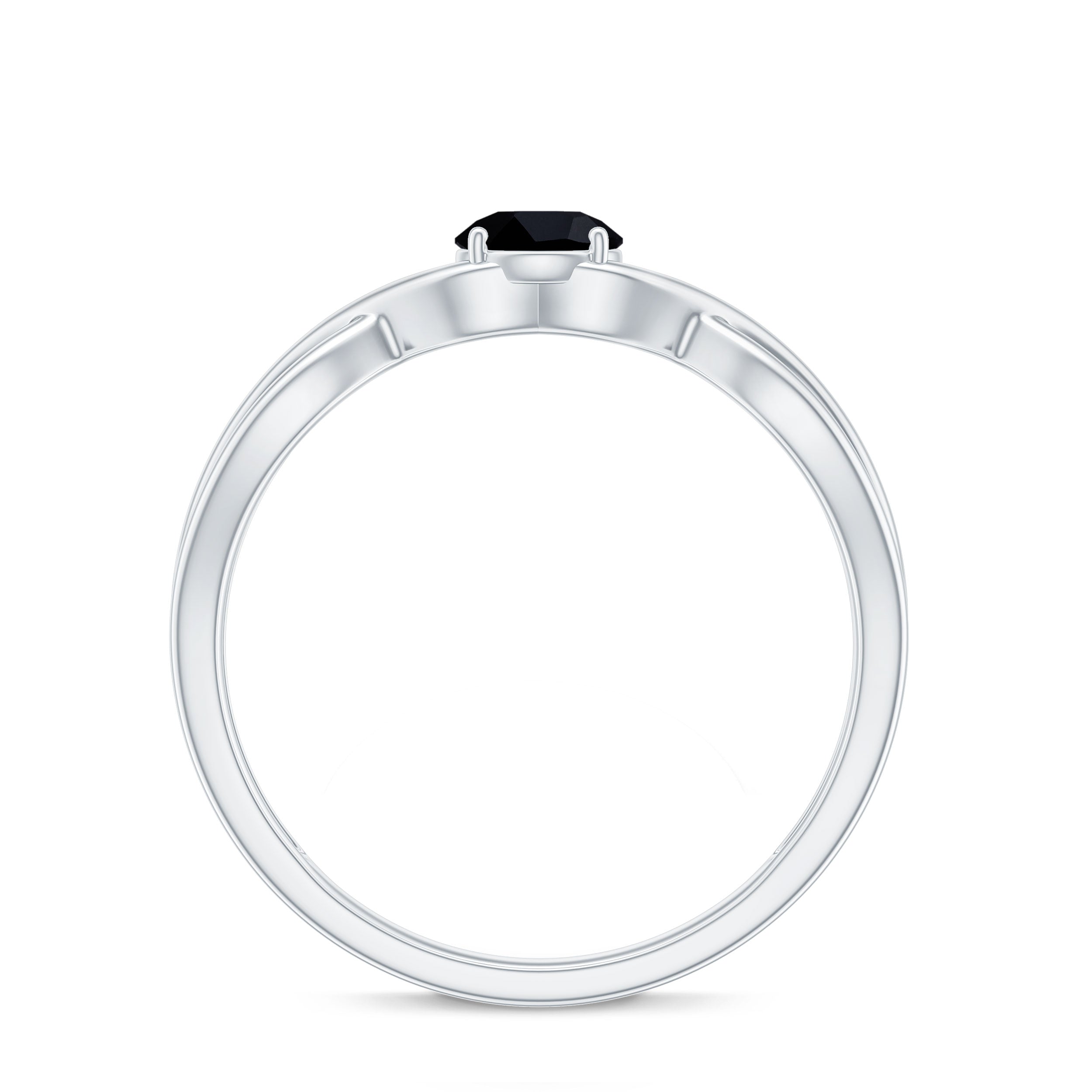 Rosec Jewels-Natural Black Spinel Proposal Ring with Crossover Shank