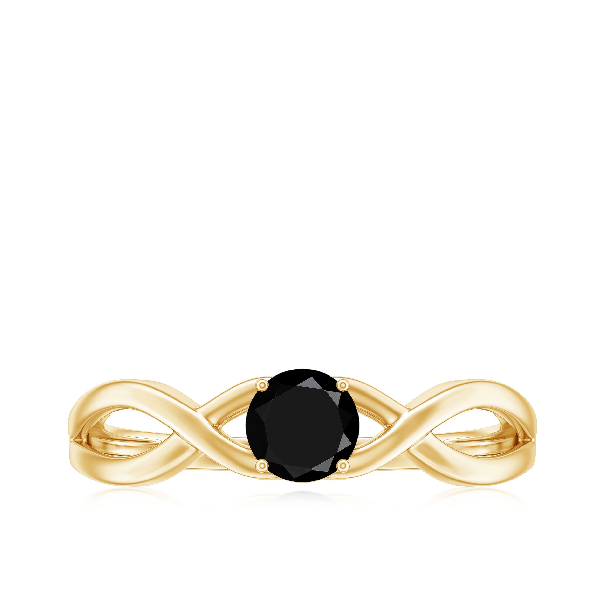 Rosec Jewels-Natural Black Spinel Proposal Ring with Crossover Shank