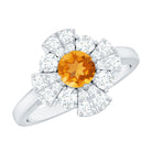 Vintage Looking Citrine Flower Engagement Ring with Certificate AAA - Rosec Jewels