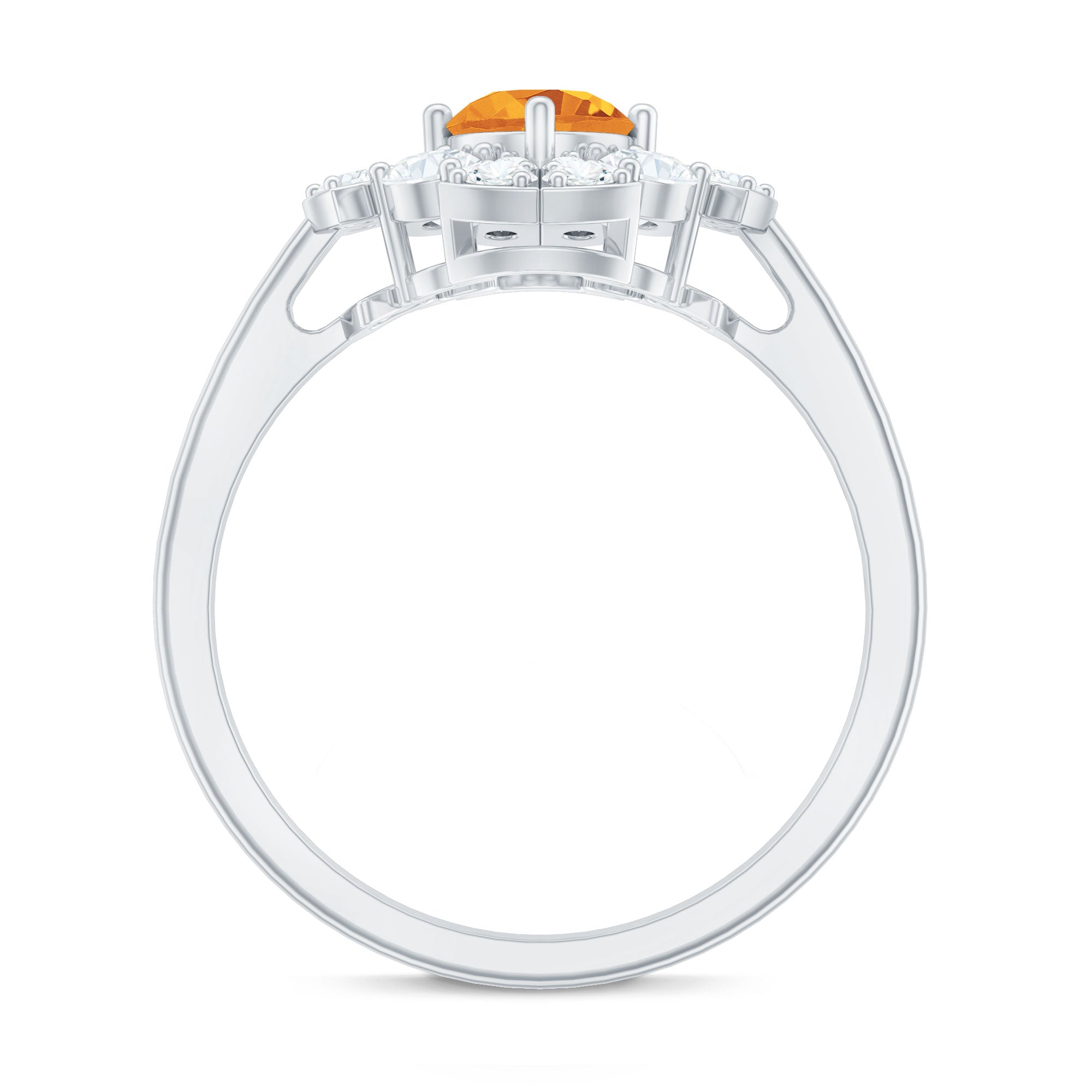 Vintage Looking Citrine Flower Engagement Ring with Certificate AAA - Rosec Jewels