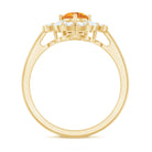 Vintage Looking Citrine Flower Engagement Ring with Certificate AAA - Rosec Jewels