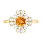 Vintage Looking Citrine Flower Engagement Ring with Certificate AAA - Rosec Jewels