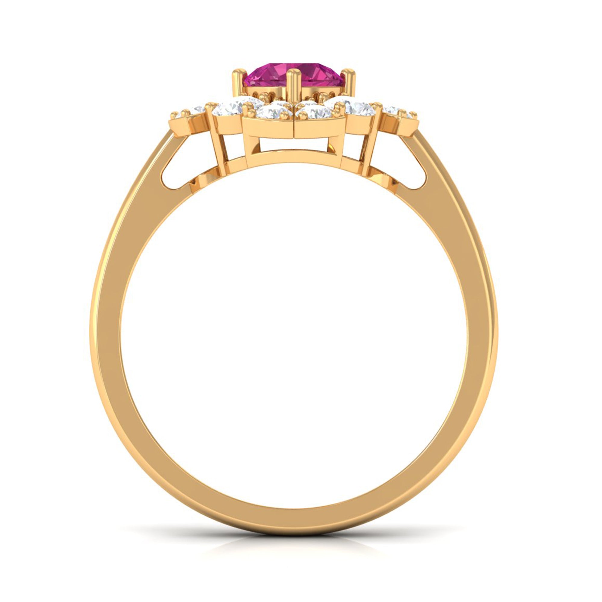Pink Tourmaline Flower Inspired Engagement Ring with Moissanite AAA - Rosec Jewels