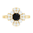 Natural Black Spinel Flower Engagement Ring with Moissanite AAA - Rosec Jewels