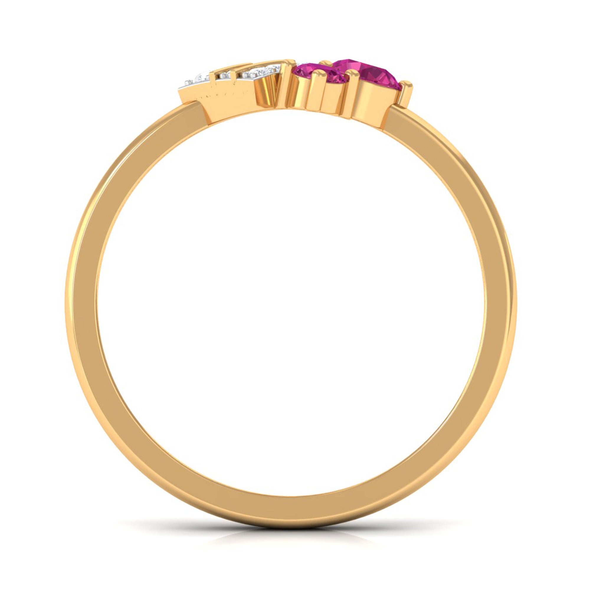 Pink Tourmaline Art Deco Engagement Ring with Diamond AAA - Rosec Jewels