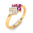 Pink Tourmaline Art Deco Engagement Ring with Diamond AAA - Rosec Jewels