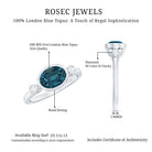 Oval London Blue Topaz Bezel Set Engagement Ring with Diamond AAA - Rosec Jewels