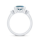 Oval London Blue Topaz Bezel Set Engagement Ring with Diamond AAA - Rosec Jewels
