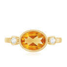 Natural 6X8mm Citrine Diamond Oval Engagement Ring in Bezel Set AAA - Rosec Jewels