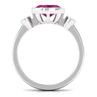 Pink Tourmaline Solitaire East West Ring with Diamond AAA - Rosec Jewels