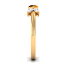 0.75 CT Pear Cut Citrine Promise Ring with Leaf Diamond AAA - Rosec Jewels