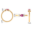 Minimal Pink Tourmaline Leaf Promise Ring with Diamond AAA - Rosec Jewels