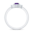 Rosec Jewels-Genuine 1 Carat Oval Amethyst Engagement Ring with Diamond