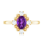 Rosec Jewels-Genuine 1 Carat Oval Amethyst Engagement Ring with Diamond
