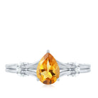 Certified Real Citrine Pear Shaped Engagement Ring with Diamond AAA - Rosec Jewels