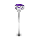 Pear Cut Amethyst Solitaire Ring with Diamond in Split Shank AAA - Rosec Jewels