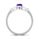 Pear Cut Amethyst Solitaire Ring with Diamond in Split Shank AAA - Rosec Jewels