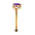 Pear Cut Amethyst Solitaire Ring with Diamond in Split Shank AAA - Rosec Jewels